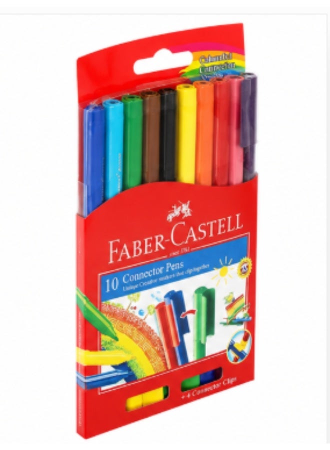 Faber-Castell 10 Connector Pens, Colourful Marker Set with Clips - Image 5