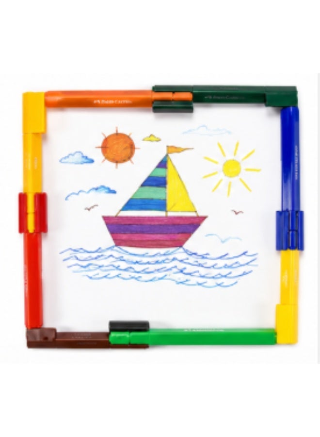 Faber-Castell 10 Connector Pens, Colourful Marker Set with Clips - Image 2