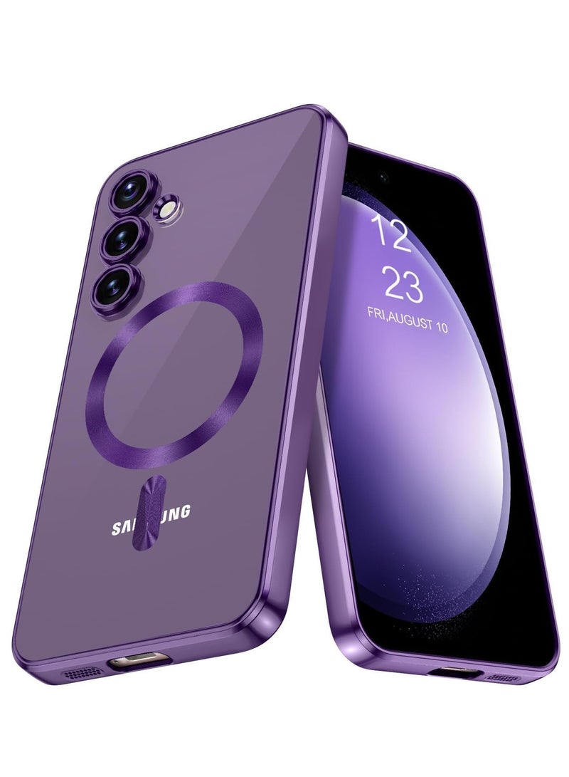 MIGOFAST Magnetic Clear Case for Samsung Galaxy A56 with Camera Lens Protector Magsafe Compatible Electroplated Soft TPU Shockproof Anti-Scratch Phone Case for Galaxy A56 Purple - Image 1