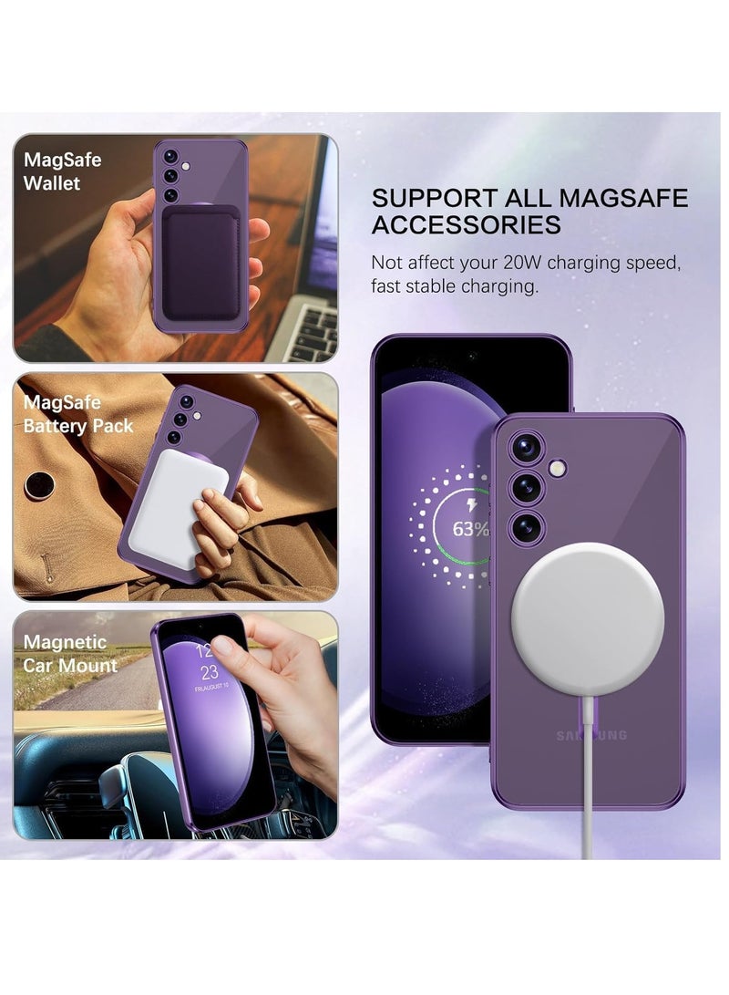 MIGOFAST Magnetic Clear Case for Samsung Galaxy A56 with Camera Lens Protector Magsafe Compatible Electroplated Soft TPU Shockproof Anti-Scratch Phone Case for Galaxy A56 Purple - Image 2