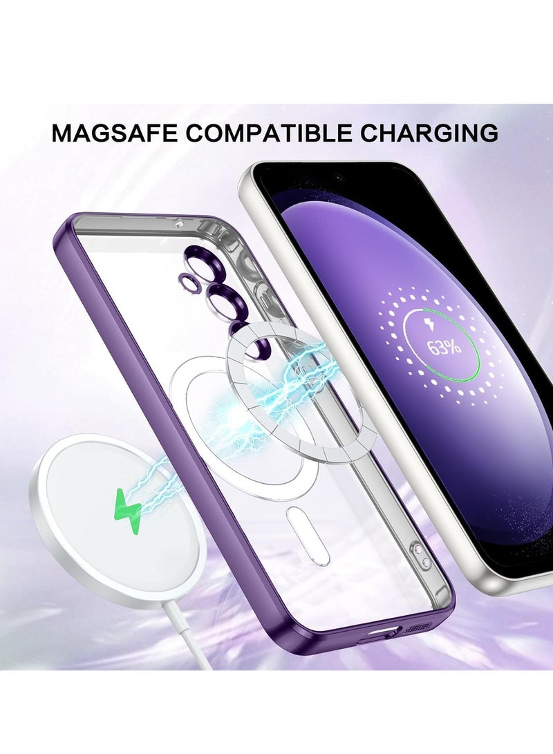 MIGOFAST Magnetic Clear Case for Samsung Galaxy A56 with Camera Lens Protector Magsafe Compatible Electroplated Soft TPU Shockproof Anti-Scratch Phone Case for Galaxy A56 Purple - Image 3