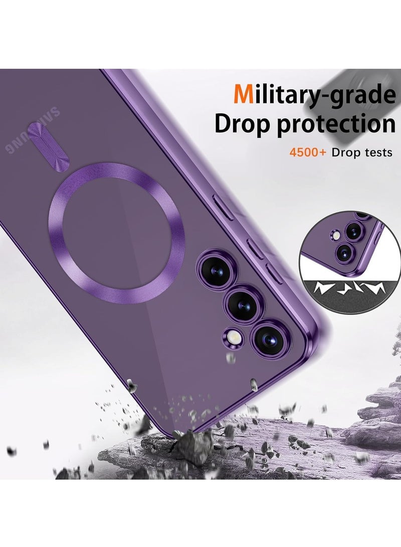 MIGOFAST Magnetic Clear Case for Samsung Galaxy A56 with Camera Lens Protector Magsafe Compatible Electroplated Soft TPU Shockproof Anti-Scratch Phone Case for Galaxy A56 Purple - Image 5