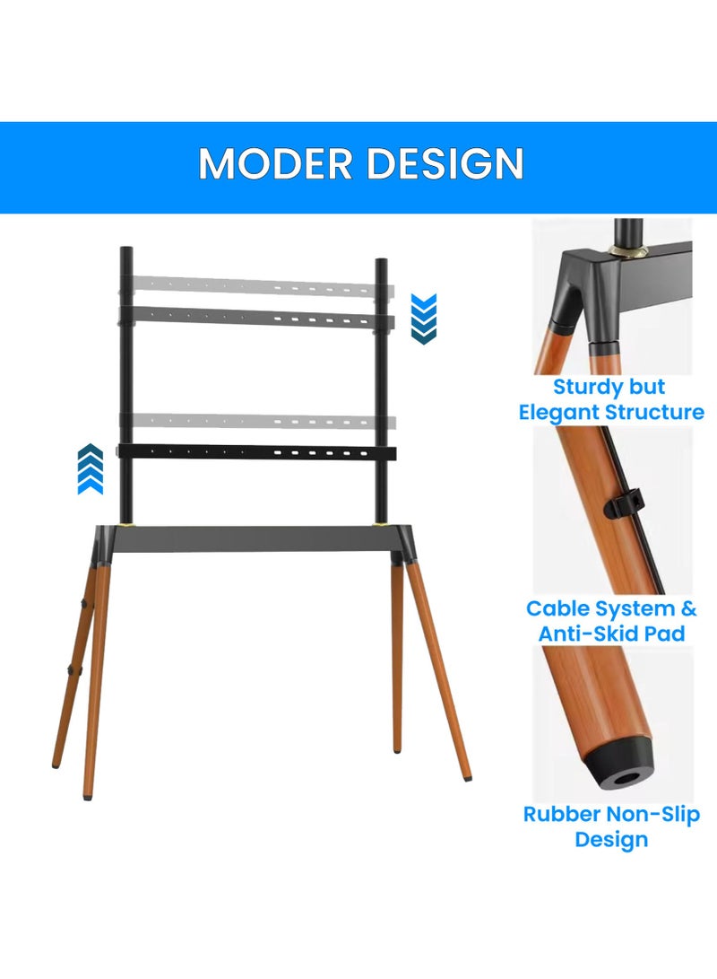 بيتيك ستاند تلفزيون ارضي معدني رباعي الأرجل يدعم تلفازات من 32 إلى 75 بوصة بوزن يصل إلى 45 كجم/99 رطل وVESA ما يصل إلى 600x400 مم. يتميز بتصميم قفل سريع، إدارة للكابلات، أسود | TF-FS102B - Image 3