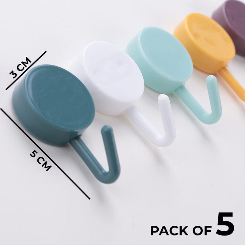 Kuber Industries Kuber Industries Sticky Hooks for WallPremium PP BuildDurable RustProofSelf Adhesive Hook for Easy InstallationMultiPurpose Wall Hooks for Bathroom Kitchen BedroomPack of 51601Multicolor - Image 2