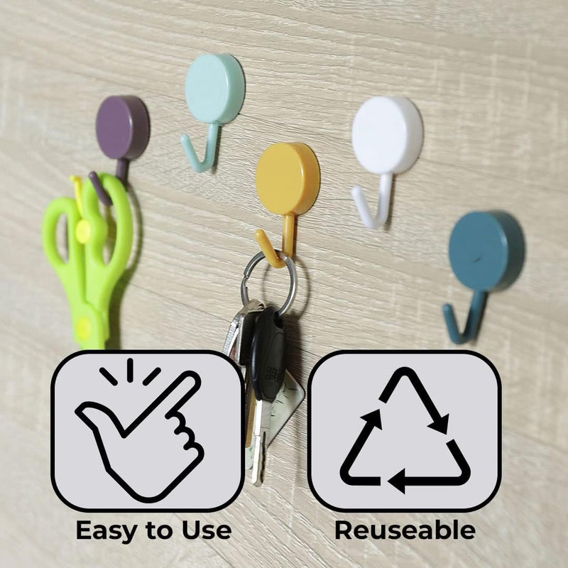 Kuber Industries Kuber Industries Sticky Hooks for WallPremium PP BuildDurable RustProofSelf Adhesive Hook for Easy InstallationMultiPurpose Wall Hooks for Bathroom Kitchen BedroomPack of 51601Multicolor - Image 4