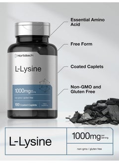 Horbaach Horbäach L-Lysine 1000mg | 100 Coated Caplets | Free Form Dietary Supplement | Essential Amino Acid | Vegetarian, Non-GMO, and Gluten Free Formula  - Image 3