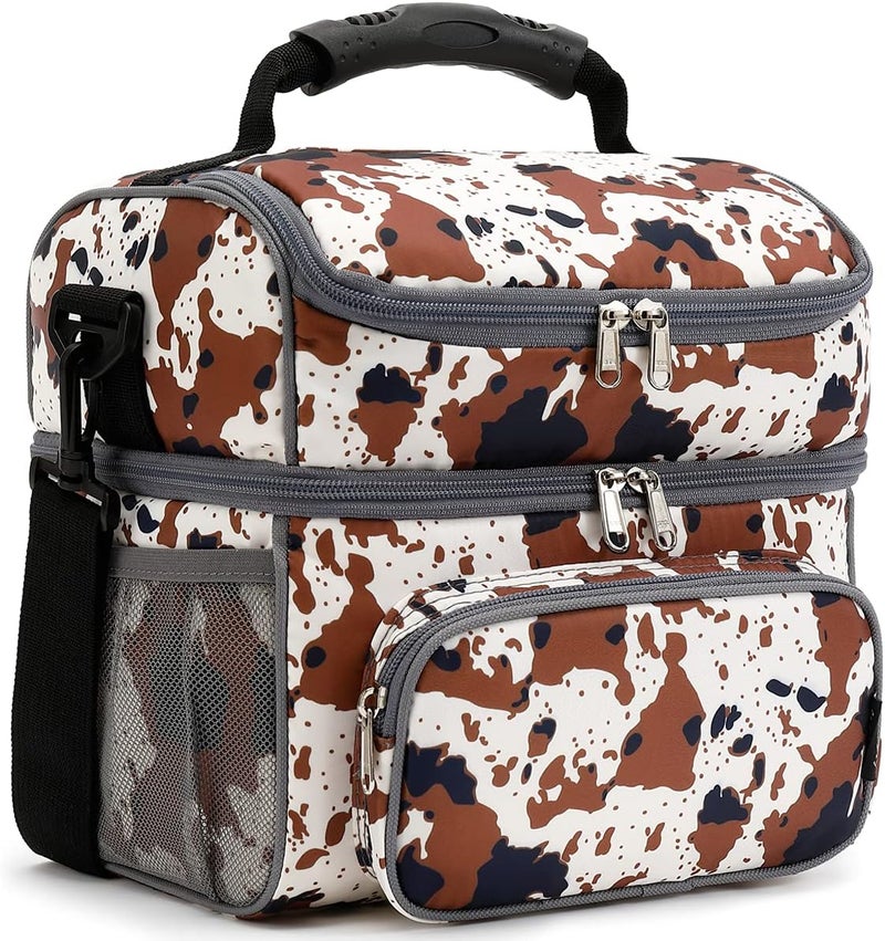 FlowFly Double Layer Cooler Insulated Lunch Bag Adult Lunch Box Large Tote Bag for Men, Women, With Adjustable Strap,Front Pocket and Dual Large Mesh Side Pockets - Image 1