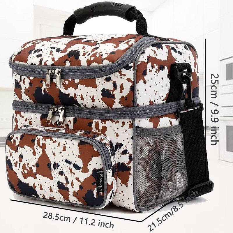 FlowFly Double Layer Cooler Insulated Lunch Bag Adult Lunch Box Large Tote Bag for Men, Women, With Adjustable Strap,Front Pocket and Dual Large Mesh Side Pockets - Image 3