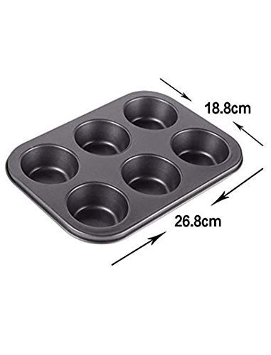 TAGROCK CupcakeMuffin PanBaking Tray Nonstick Coated 6Slots Black - Image 2