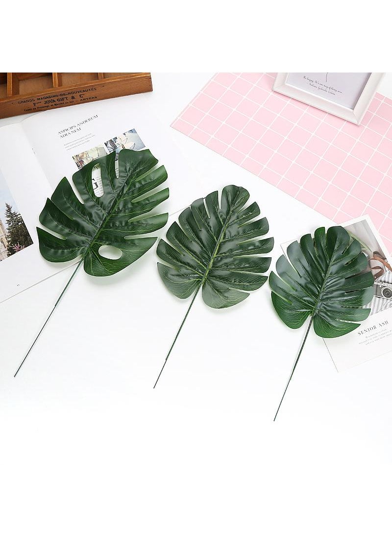 Y&D 20 Pieces Of Home Art Green Plant Decorative Leaves Tortoise Leaf Simulation Plant  - Image 3