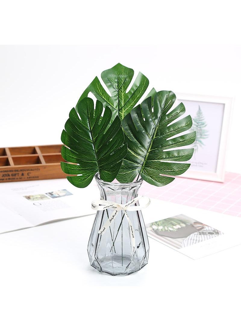 Y&D 20 Pieces Of Home Art Green Plant Decorative Leaves Tortoise Leaf Simulation Plant  - Image 2