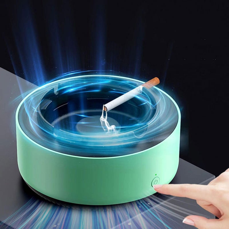 Toriox Multipurpose Air Purifier Cigarettes Ashtray Air Purifier Portable Smoke Removal Air Filter Ashtray for Home Office Car (Green) - Image 1