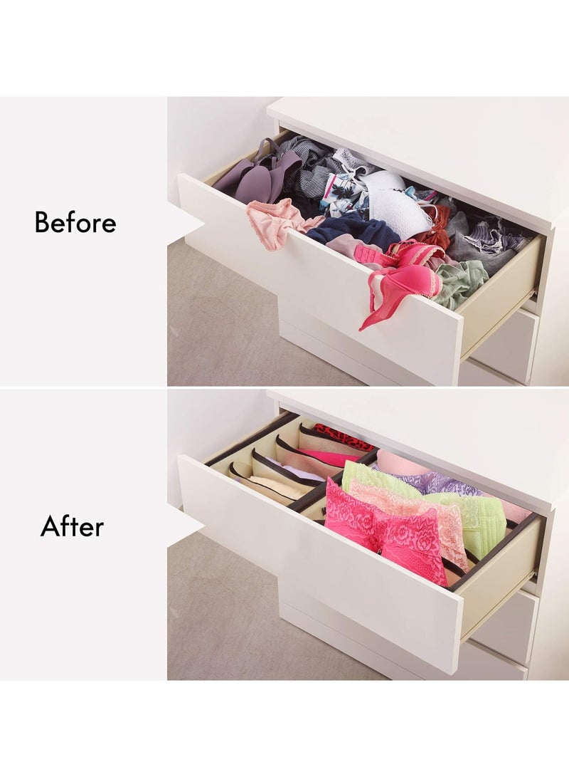 Hanayo 4 Pcs Closet Drawer Organizer Foldable Underwear and Bras Drawer Organizers Non-woven Fabric Storage Box Divider Bins for Bra Socks Underware Ties Clothes (Beige) - Image 3