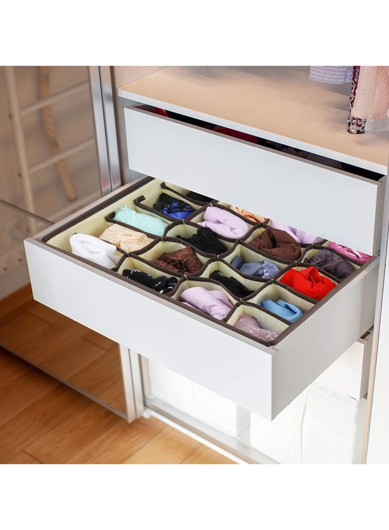 Hanayo 4 Pcs Closet Drawer Organizer Foldable Underwear and Bras Drawer Organizers Non-woven Fabric Storage Box Divider Bins for Bra Socks Underware Ties Clothes (Beige) - Image 4
