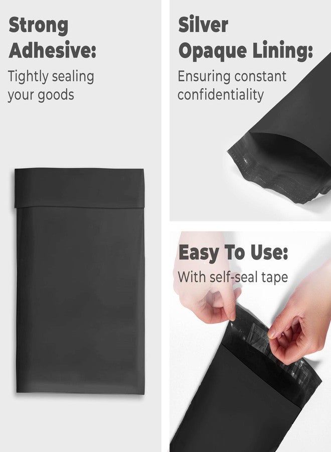 The Boxery 7.5x10" Black Self-Seal Poly Mailer Bags – 100 Pack | Waterproof, Tear-Resistant Shipping Envelopes - Image 3