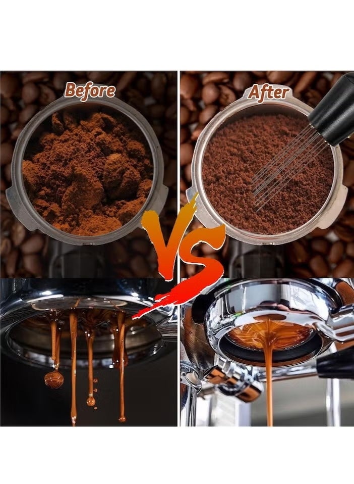 زونبون مكبس قهوة إسبريسو 51 مم مع أداة WDT معايرة محملة بنابض، مكبس قهوة مع حصيرة مكبس سيليكون، أداة توزيع إسبريسو سوداء، مكبس بقاعدة من الفولاذ المقاوم للصدأ، أسود - Image 5