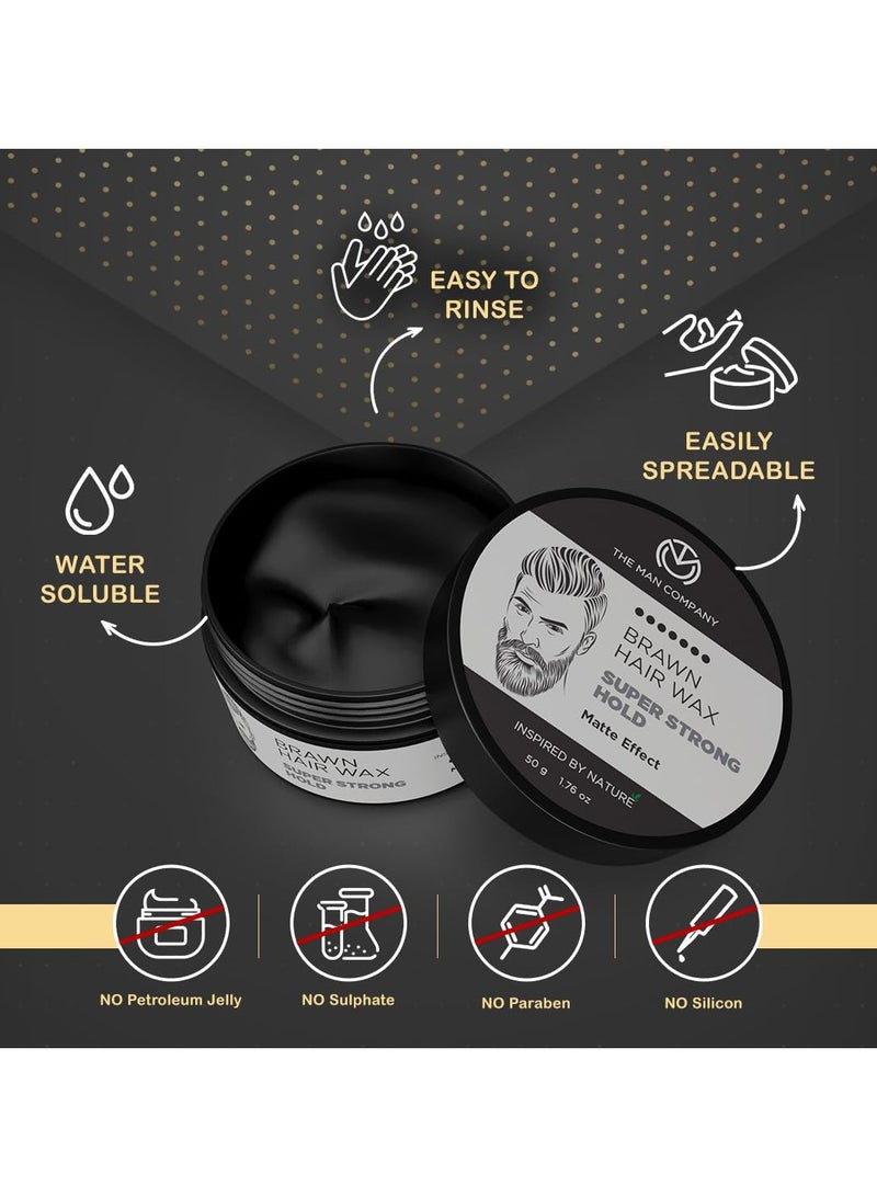 The Man Company Brawn Extra Stronghold Hair Wax for Men - Stylish Pomade Matte Finish - Hair Volumizer - Non-Sticky - 50gm - Image 2