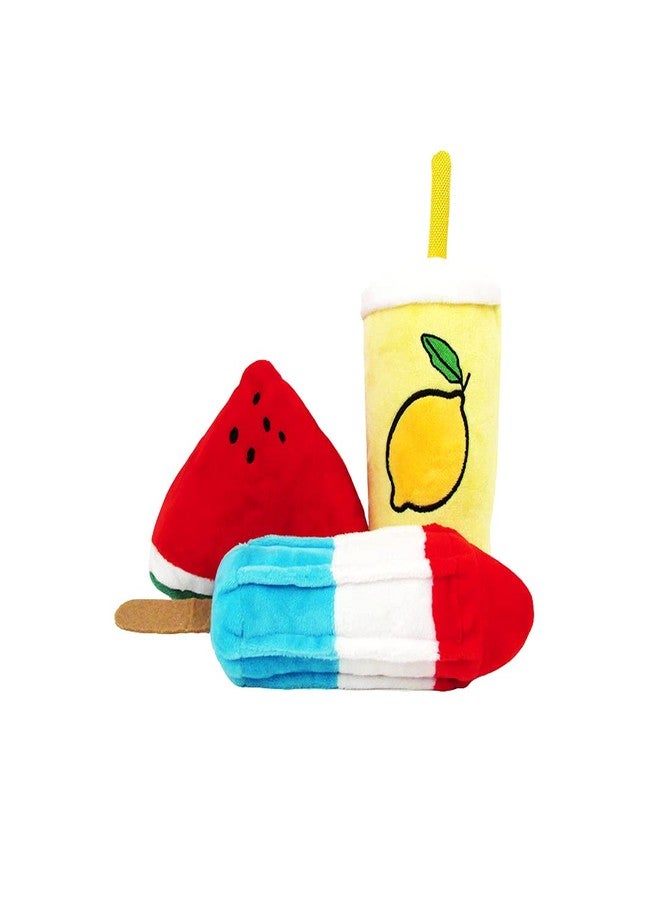 TONBO Summertime Combo - Crinkle Plush Cute Dog Toys, Popsicle, Watermelon, Lemonade (Summertime Combo) - Image 1