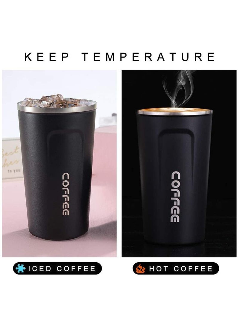 Coffee - Vacuum Insulated Travel Mug Smilatte Leakproof Double Wall Stainless Steel Reusable Coffee Cup with Lid for Hot and Cold Drinks - Image 1