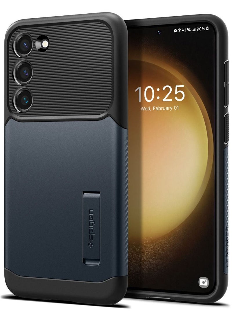Spigen Slim Armor for Samsung Galaxy S23 Case Cover (2023) with Kickstand - Metal Slate - Image 1