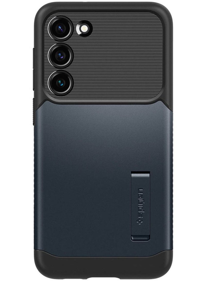 Spigen Slim Armor for Samsung Galaxy S23 Case Cover (2023) with Kickstand - Metal Slate - Image 3