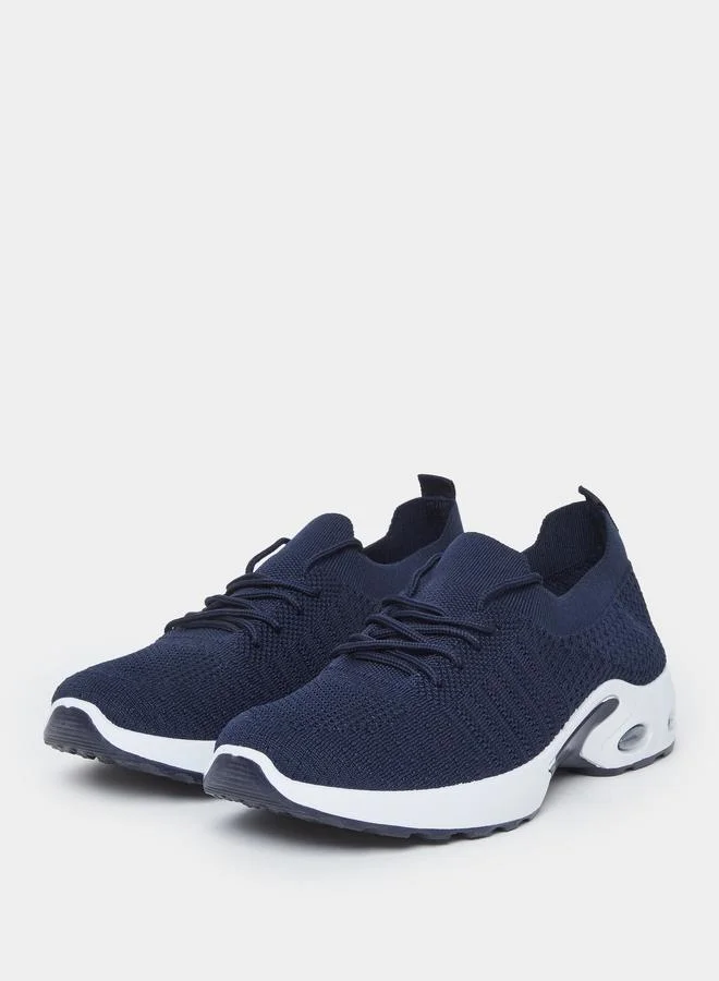ستايلي Styli Men Navy Blue Elastic Lace Pull On Sneakers