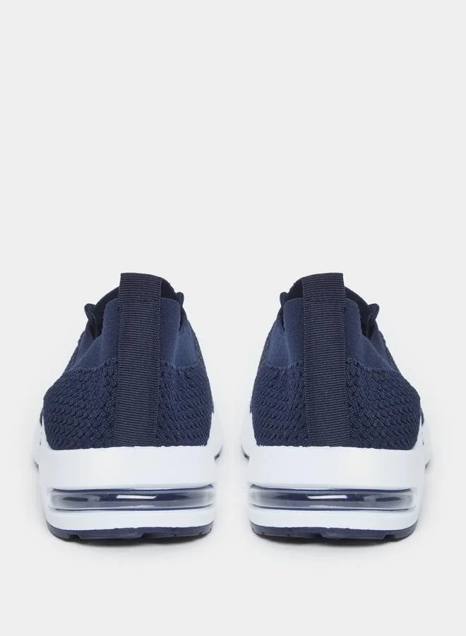 Styli Styli Men Navy Blue Elastic Lace Pull On Sneakers