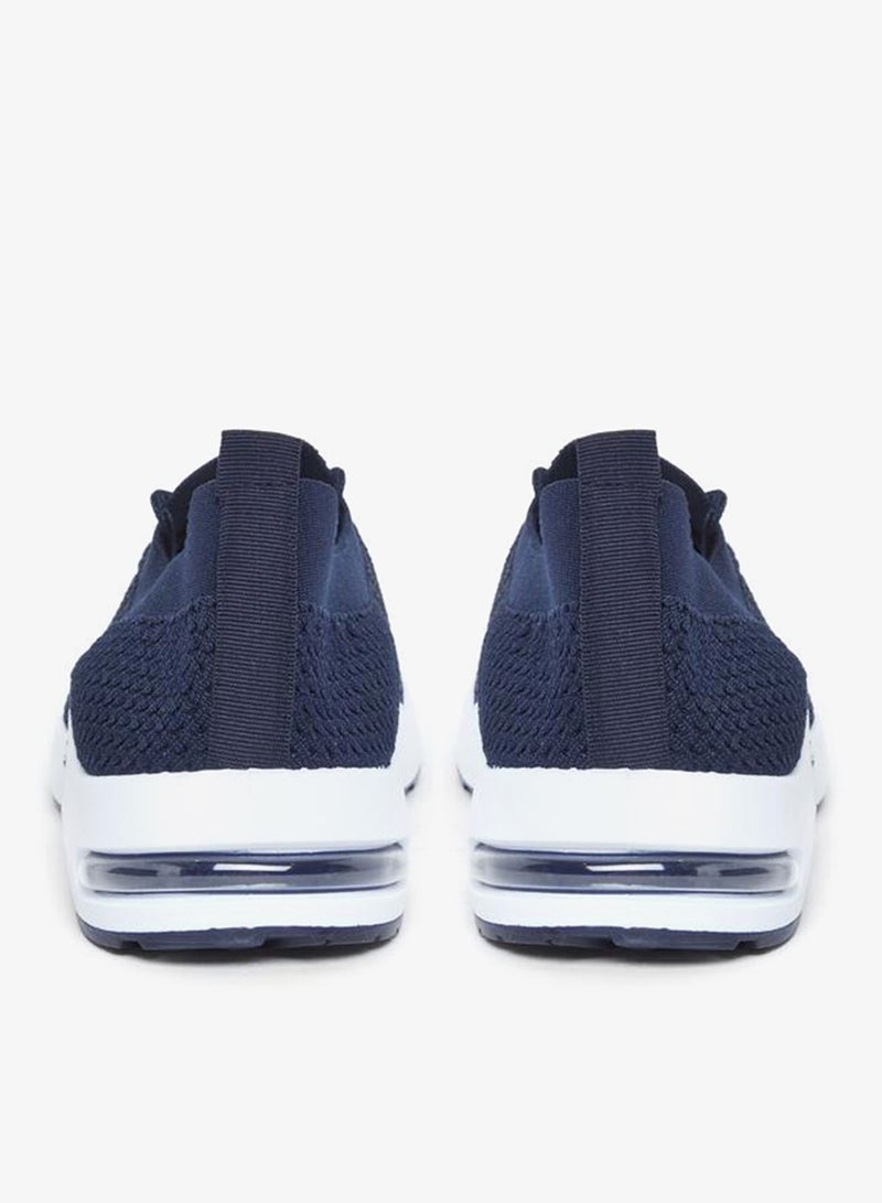 Styli Active Men Navy Blue Elastic Lace Pull On Sneakers - Image 4