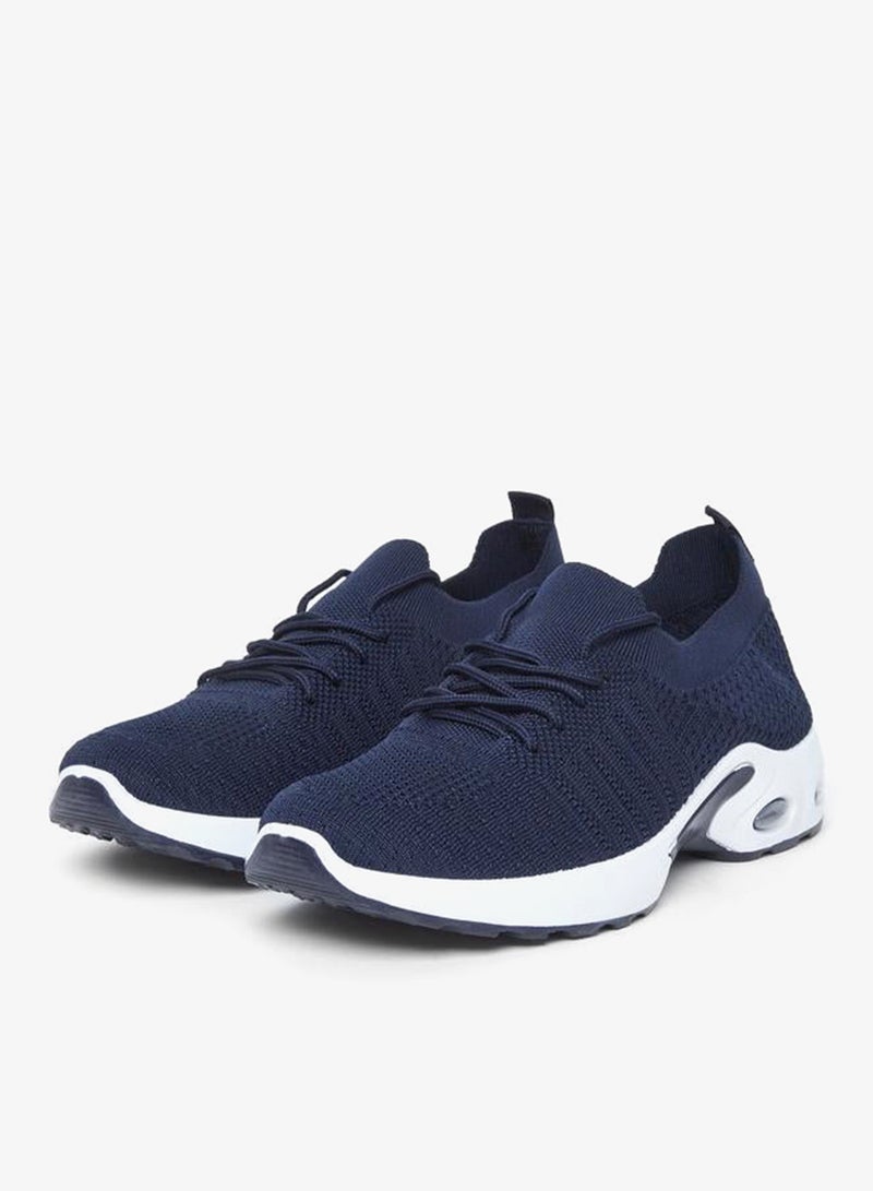 Styli Active Men Navy Blue Elastic Lace Pull On Sneakers - Image 2