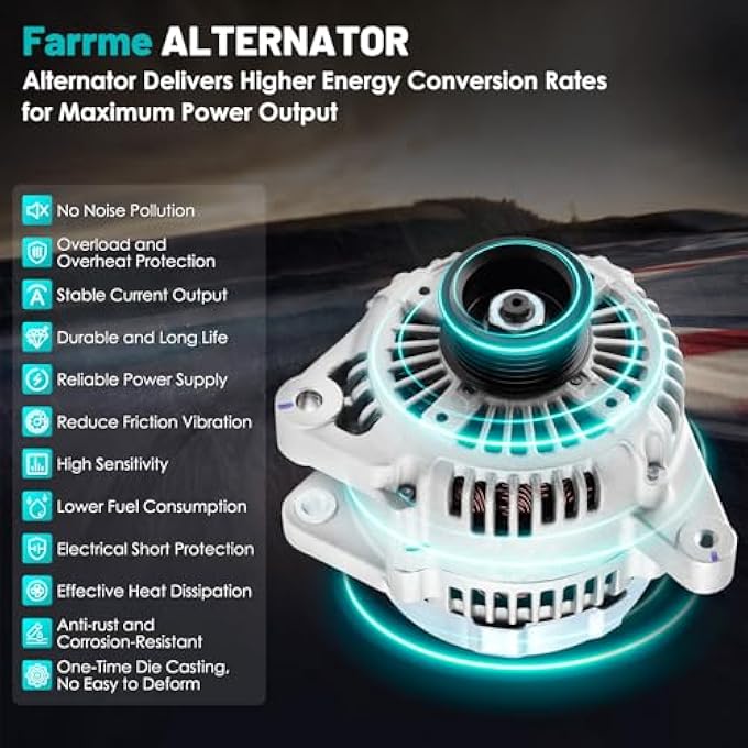 Farrme 13956 Car Alternators 100 Amp, 6-Groove Pulley Fit for Toyota Camry 2002-2003, for Lexus ES300 2002-2003 V6 3.0L 2995cc Automotive Replacement Alternators 1012117450, 270600A070, 13956N - Image 3