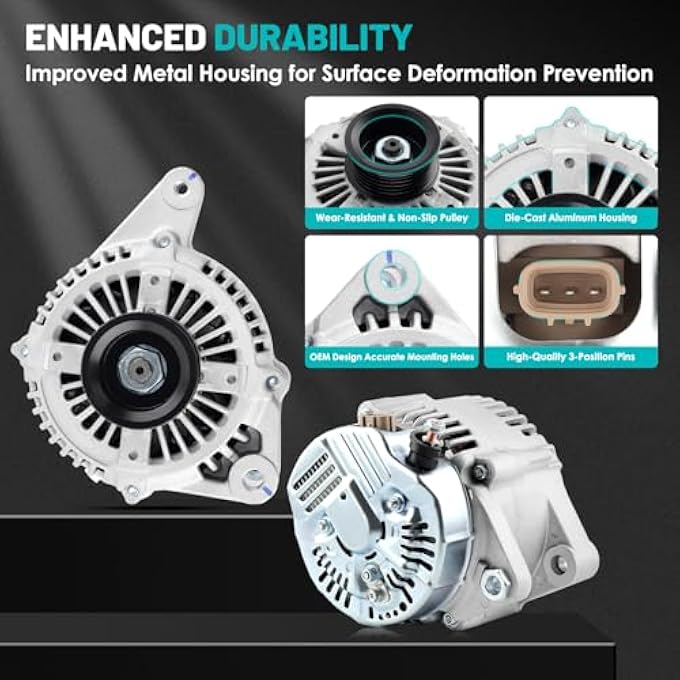 Farrme 13956 Car Alternators 100 Amp, 6-Groove Pulley Fit for Toyota Camry 2002-2003, for Lexus ES300 2002-2003 V6 3.0L 2995cc Automotive Replacement Alternators 1012117450, 270600A070, 13956N - Image 5
