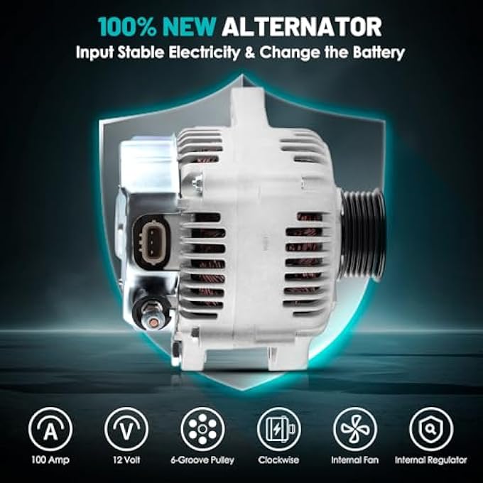 Farrme 13956 Car Alternators 100 Amp, 6-Groove Pulley Fit for Toyota Camry 2002-2003, for Lexus ES300 2002-2003 V6 3.0L 2995cc Automotive Replacement Alternators 1012117450, 270600A070, 13956N - Image 4