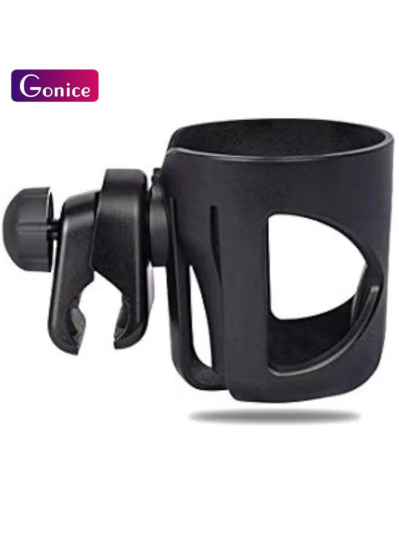 جونيس ملحقات لعربة الاطفال بشكل حامل كوب، رف حامل للزجاجة لزجاجة حليب والماء يعلق على مكان دفع العربة، مناسب للدراجات النارية والهوائية وعربات الاطفال - لون اسود - Image 1