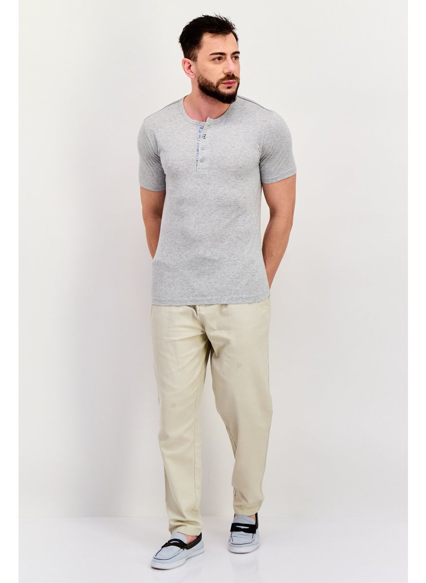 Project Essentials - Men Crew Neck Short Sleeves Heather T-Shirt, Grey - Image 1