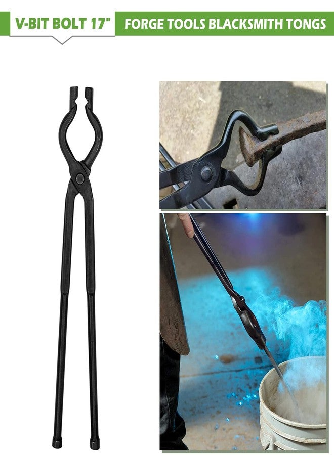 Yoursme 17" V-Bit Bolt Tongs Blacksmith Tongs Forge Tongs Blacksmith Wolf Jaw Tongs Blacksmith Forge Tongs - Image 2