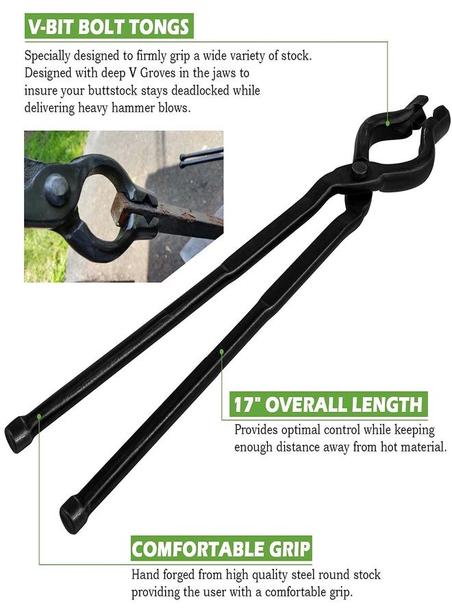 Yoursme 17" V-Bit Bolt Tongs Blacksmith Tongs Forge Tongs Blacksmith Wolf Jaw Tongs Blacksmith Forge Tongs - Image 4