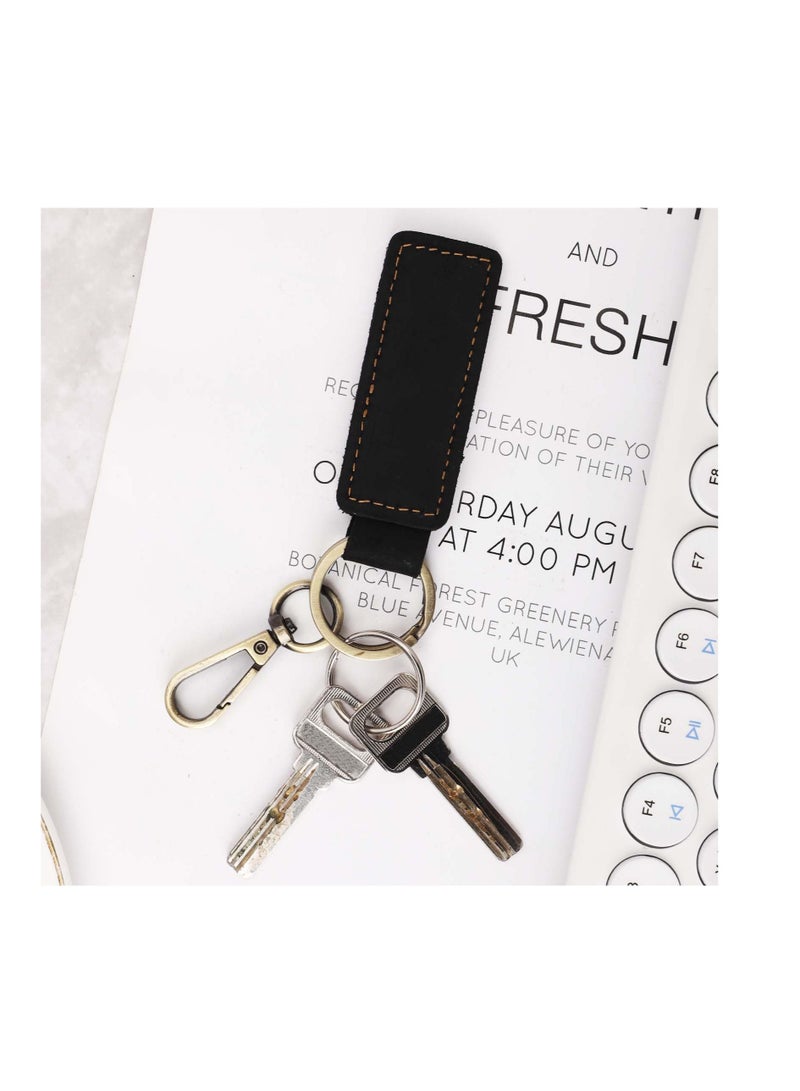 Excefore Leather Key Chain Holders, Double Ring Retro Car Key Keychain, Premium Soft Car Leather Key Holder, Universal Key Fob Keychain, for Men Women (Black) - Image 4