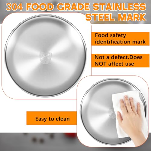 Teecyhooo 304 Stainless Steel Plates and Bowls Sets 9 Inch Metal Camping Plates Reusable 20oz Steel Snack Bowls Feeding Serving Dinner Dishes for Adult Girls Boys - Image 3