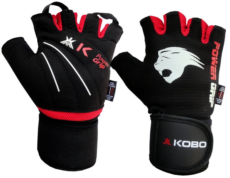 Kobo WTG-08 Gym Gloves, Medium (Black/Red) - Image 1