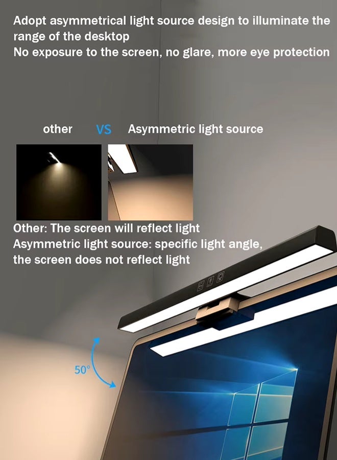 مصباح كمبيوتر محمول يعمل بالطاقة USB للمكتب/المنزل/الألعاب/المكتب للعناية بالعين، مصباح شاشة LED مع سطوع قابل للتعديل/لون معدني فاتح أسود 500 مم - Image 3