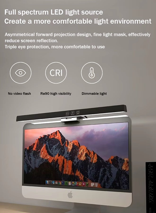 مصباح كمبيوتر محمول يعمل بالطاقة USB للمكتب/المنزل/الألعاب/المكتب للعناية بالعين، مصباح شاشة LED مع سطوع قابل للتعديل/لون معدني فاتح أسود 500 مم - Image 4