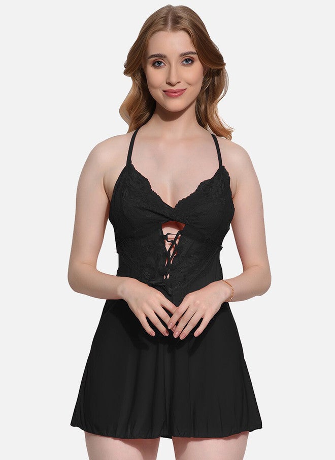 FIMS Self Design Modal Shoulder Straps Baby Doll - Image 1