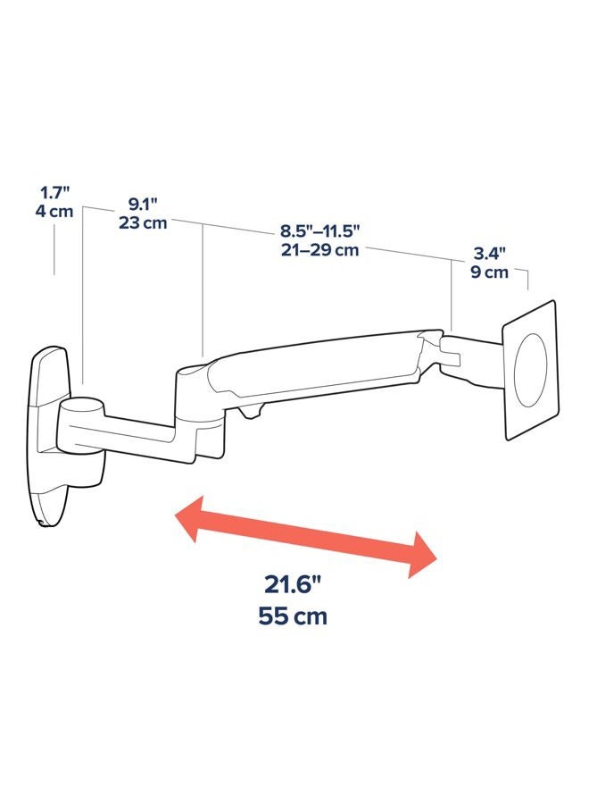 Ergotron LX Single Monitor Arm, VESA Wall Mount for Monitors Up to 34 Inches, 3.2-11.3 kg - Matte Black - Image 4