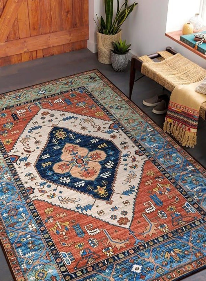 dida-cosmos Machine Washable Rugs - 90*150cmArea Rugs for Living Room Non-Slip Oriental Throw Bedroom Rug Ultra-Thin Large Office Dining Room Rug Accent Floor Carpet for Kitchen Laundry Room Entrance - Image 1