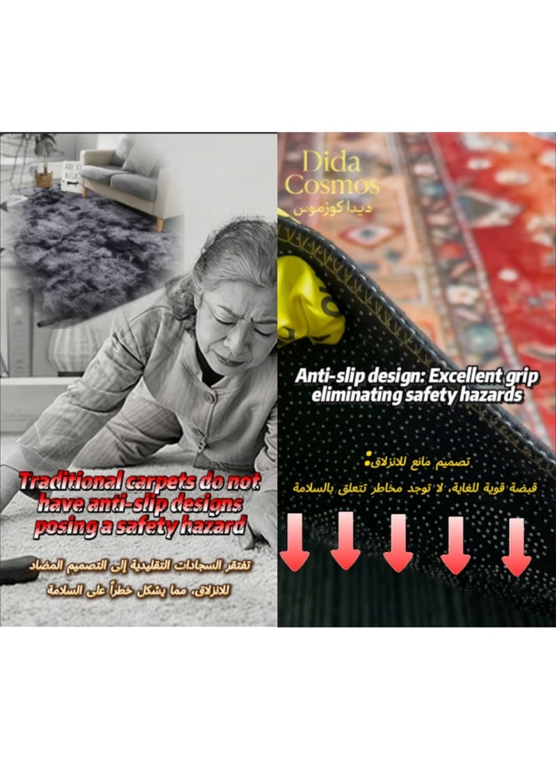 dida-cosmos Machine Washable Rugs - 90*150cmArea Rugs for Living Room Non-Slip Oriental Throw Bedroom Rug Ultra-Thin Large Office Dining Room Rug Accent Floor Carpet for Kitchen Laundry Room Entrance - Image 5