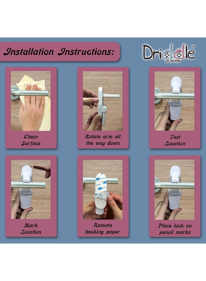 Driddle قفل أمان باب بمقبض - حماية الأطفال - يمنع الأطفال الصغار من فتح الأبواب بمقبض قفل آمن للأطفال - لاصق 3M - دريدل - Image 5
