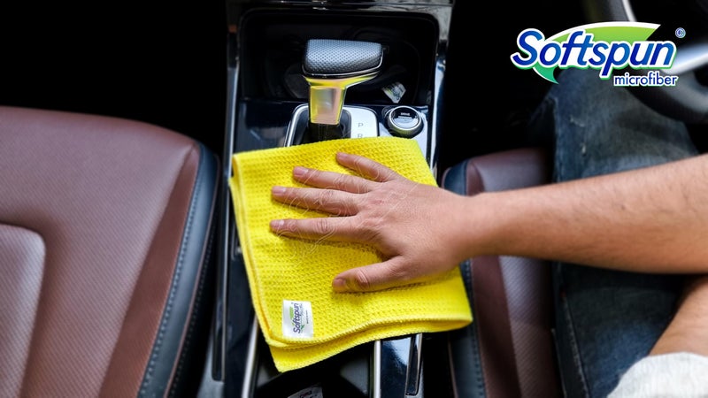 SOFTSPUN Microfiber Waffle Weave Cloths, 60x80 Cms 1 Piece Towel Set 400 GSM Yellow! Multipurpose Highly Absorbent LintStreak Free Wash Cloth for Home Kitchen Window Stainless Steel. - Image 3