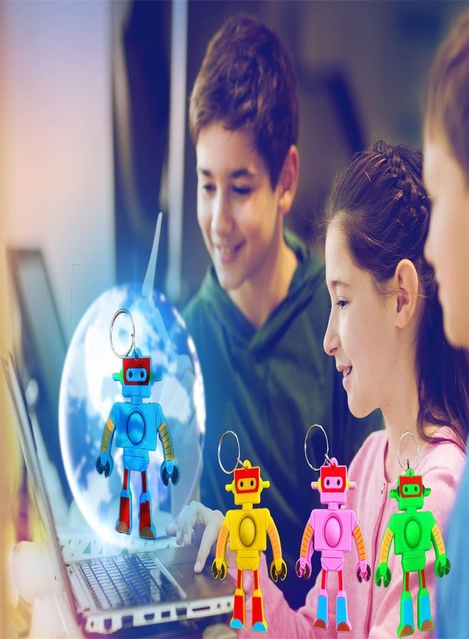 Roaqua 20 Packs bulk Mini Pop Robots Keychain fidgets Bubble Classroom Students gifts Teacher, Summer Hoilday Party Favors - Image 4