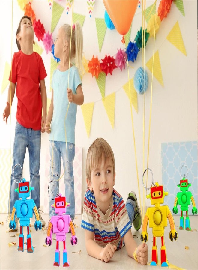 Roaqua 20 Packs bulk Mini Pop Robots Keychain fidgets Bubble Classroom Students gifts Teacher, Summer Hoilday Party Favors - Image 3