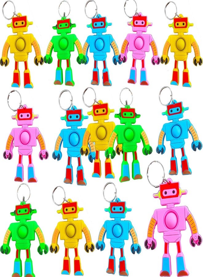 Roaqua 20 Packs bulk Mini Pop Robots Keychain fidgets Bubble Classroom Students gifts Teacher, Summer Hoilday Party Favors - Image 1